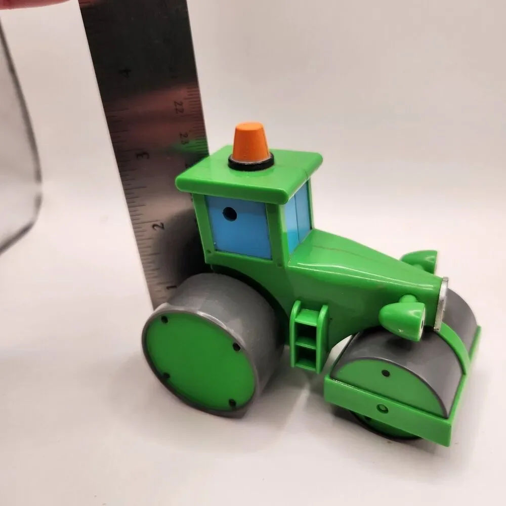 Vtg Bob the Builder Vehicle Green Roley Steamroller Plastic Toy 3.5